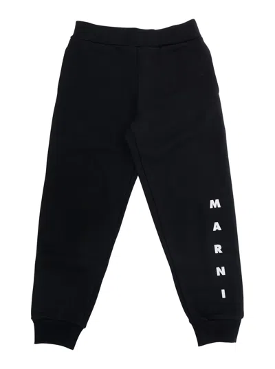 Marni Kids Mini Cotton Logo Pants For Baby Boy In Black