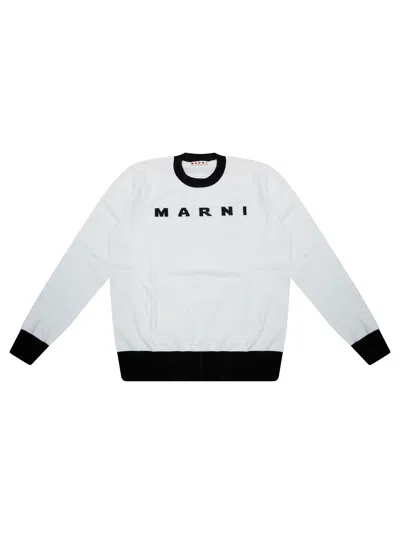 Marni Kids Mini Graphic Crew Neck Sweater In White