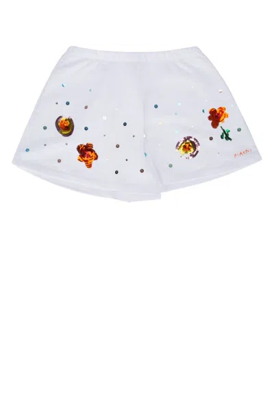 Marni Kids Embellished Cotton T-shirt In White
