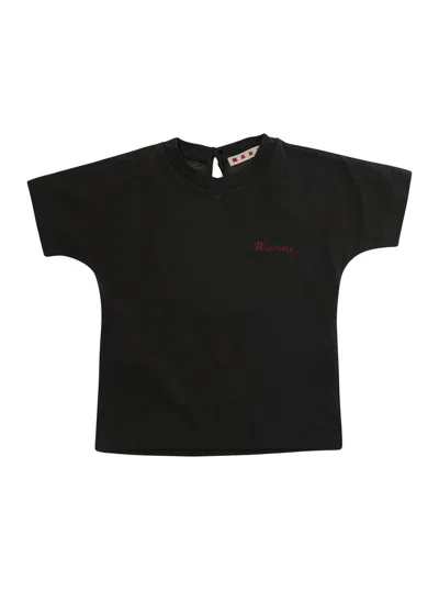 Marni Kids Mini Logo Cotton T-shirt For Unisex Baby In Black