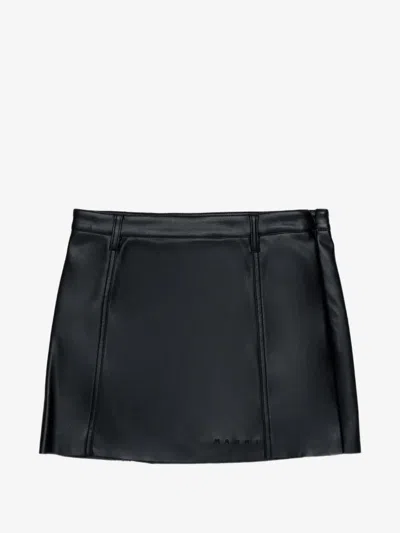 Marni Kids Mini Skirt In Textured Polyester In Black