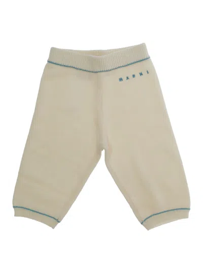 Marni Kids Mini Wool & Cashmere Collar Pants With Side Pockets In Neutral
