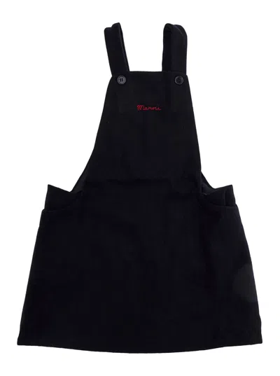 Marni Kids Mini Wool & Polyamide Dress For Baby Girl In Black