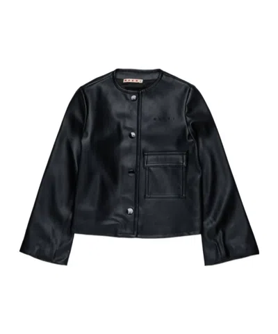 Marni Kids Mj 198 Buttoned Pocket Jacket In Black