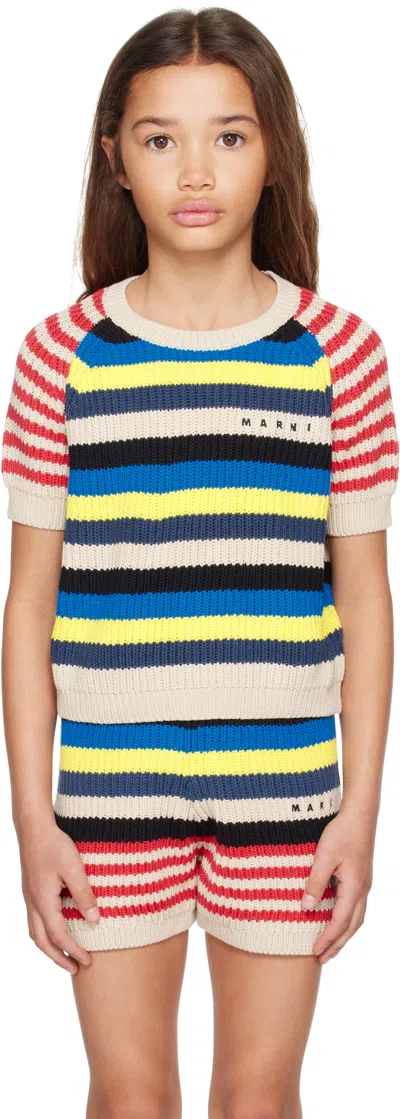 Marni Kids Multicolor Short-sleeved Mixed Stripes Sweater
