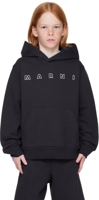 Marni Kids Navy Logo Hoodie In 0m803