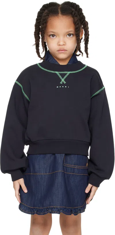 Marni Kids Navy Printed-logo Sweatshirt In 0m803