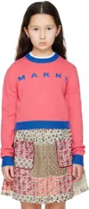 Marni Kids Orange Colorblock Wool & Cashmere Sweater In 0m346