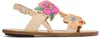 Marni Kids Pink & Brown Flower Sandals In Multi