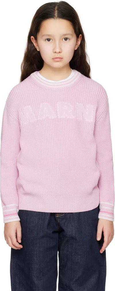 Marni Kids Pink Logo Sweater In 0m347