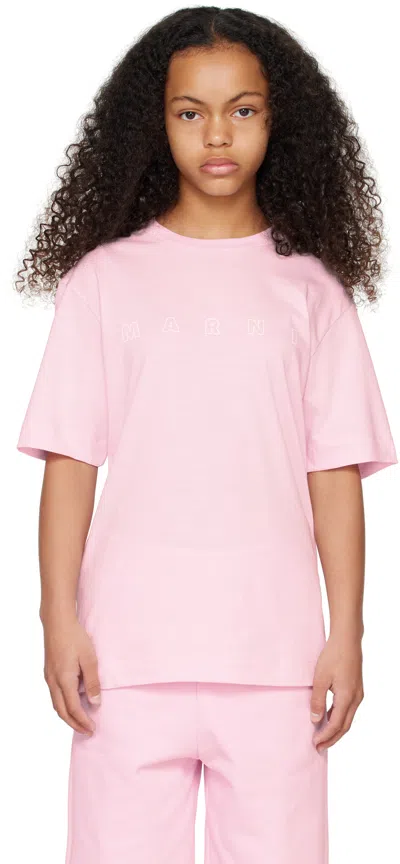 Marni Kids Pink Logo T-shirt In 0m347