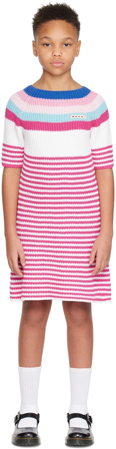 Marni Kids Pink Striped Dress In 0m340