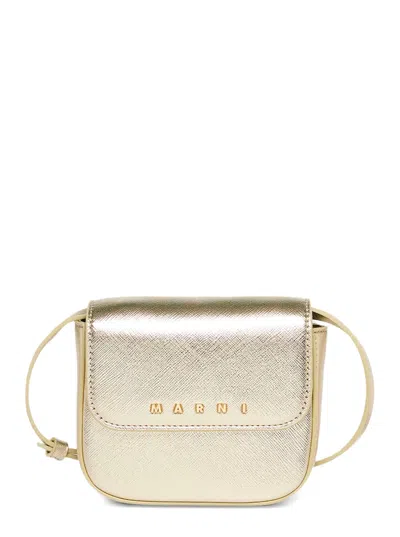 Marni Kids Punk Tech Fabric Handbag With Zip Closure & Adjustable Crossbody Strap In Metallic