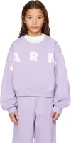 Marni Kids Purple Cotton Cropped Embroidered Logo Sweatshirt In Purple