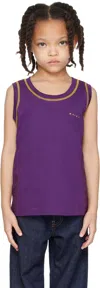 Marni Kids Purple Printed-logo Tank Top In Purple