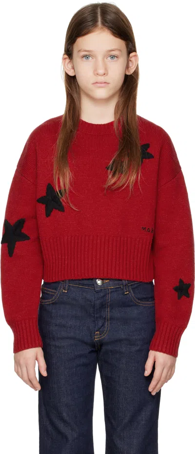 Marni Kids Red Knitted Sweater In 0m416