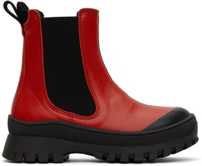 Marni Kids Red Leather Chelsea Boots In Var. 1