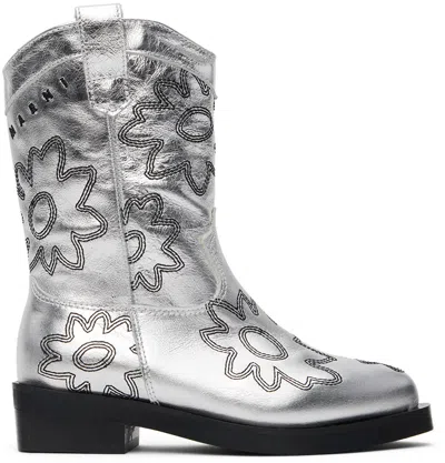 Marni Kids Silver Cowboy Boots In Var 3