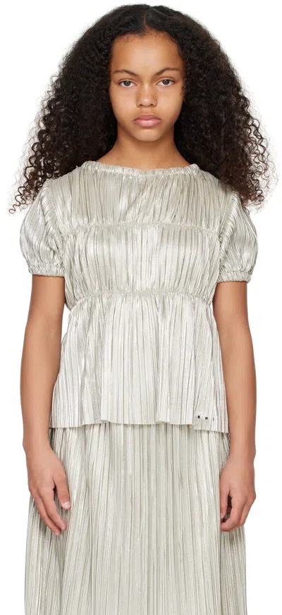 Marni Kids Silver Pleated Top In 0m212