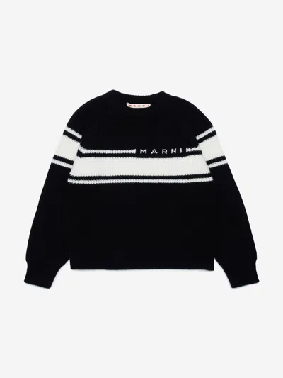 Marni Kids Striped Jumper In Black