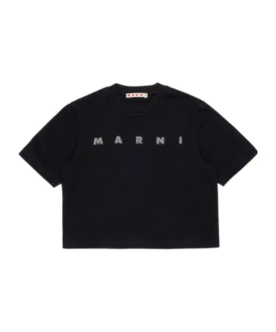 Marni Kids Stud Logo T-shirt In White