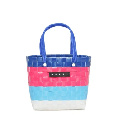 Marni Kids' Sunday Morning Logo-patch Interwoven Bag In Multi