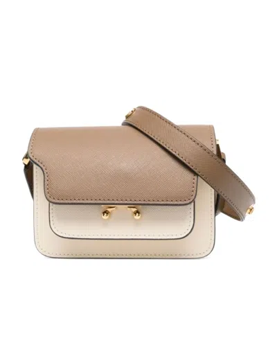 Marni Kids Trunk Colourblock Foldover Top Shoulder Bag In Nude