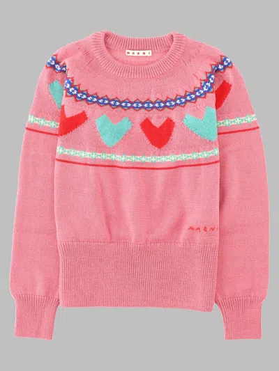 Marni Kids Unisex Wool-blend Sweater In Pink