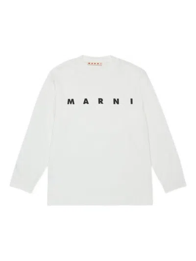 Marni Kids White Crew-neck Long-sleeve T-shirt