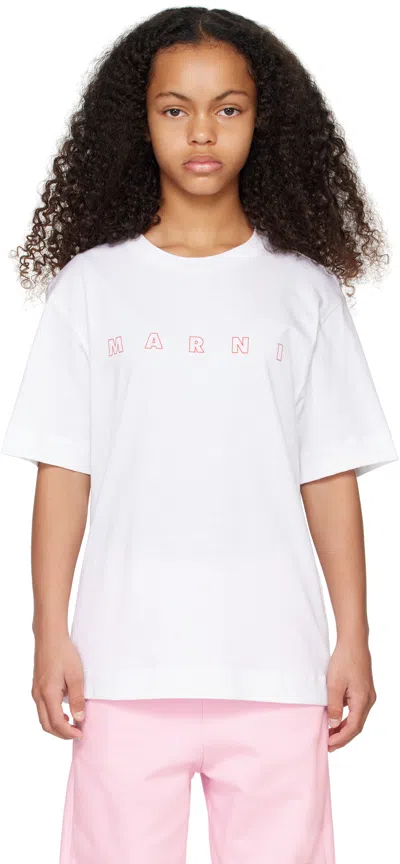 Marni Kids White Logo T-shirt In 0m100