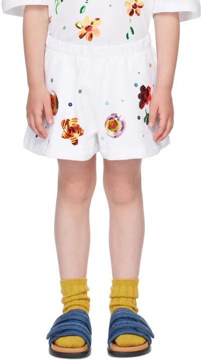 Marni Kids White Sunny Day Shorts In 0m100