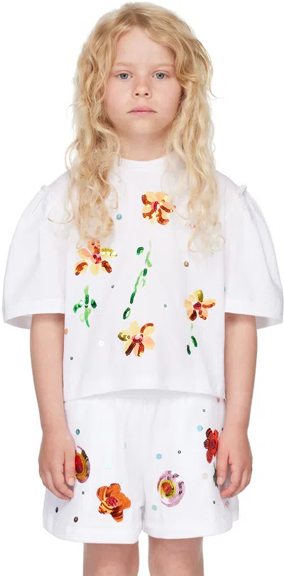 Marni Kids' Sequin-embellished Cotton T-shirt In White