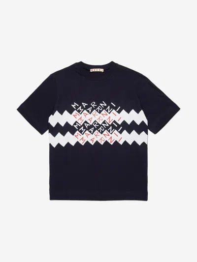 Marni Kids Zigzag Logo T-shirt In Blue