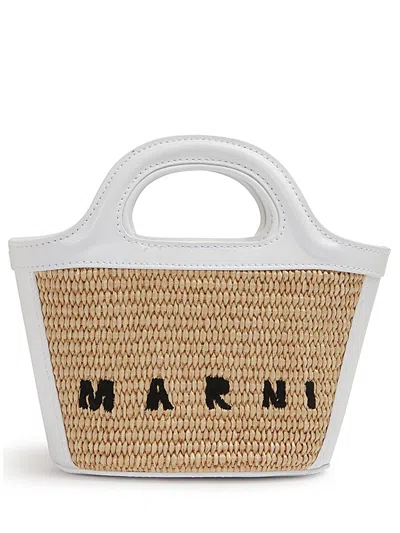 Marni Girls Sand Storm/lily White Kids Tropicalia Micro Cotton-blend Tote Bag