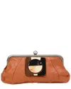 Marni Kisslock Clutch In Orange Leather (authentic Pre-loved)