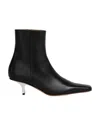 Marni Pointed Toe Leather Ankle Boots In Black