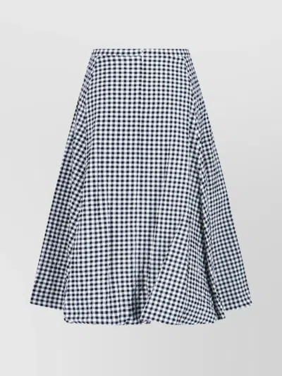 Marni Knee Length A-line Skirt With Checkered Pattern In Grey