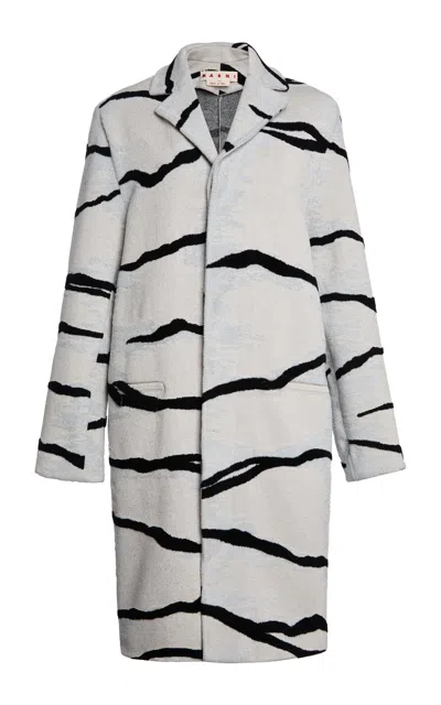 Marni Knit Cotton Midi Coat In Gray