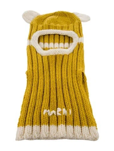 Pre-owned Marni Knit Head Animal Beanie Hat In Yellow