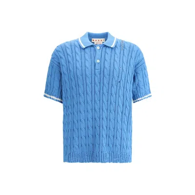Marni Short Sleeve Polo Shirt In Blue