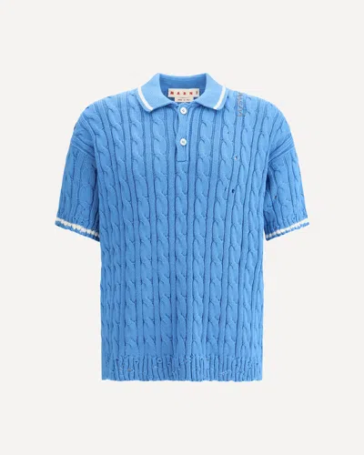 Marni Short Sleeve Polo Shirt In Blue