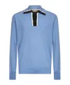 Marni Men Light Blue Virgin Wool Knit Polo Shirt In Blue