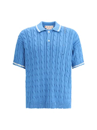 Marni Short Sleeve Polo Shirt In Blue