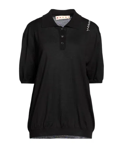 Marni Knit Polo Shirt In Black