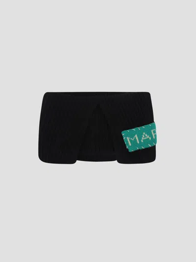 Marni Knit Scarf - 100% Virgin Wool In Black