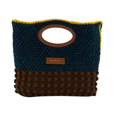 Pre-owned Marni Knitted Clutch Handbag 'green/mustard' | Women's Size Onesize