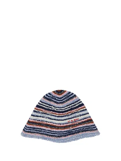 Marni Cotton Bucket Hat Embroidered Stripes In Multicolor