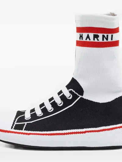 Pre-owned Marni Knitted High-top Slip-on Sneakers In Black