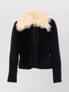 Marni Knitted Jacket With Faux Fur Collar In Black