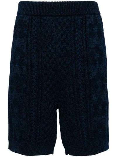 Marni Knitted Knee-length Shorts In Blue